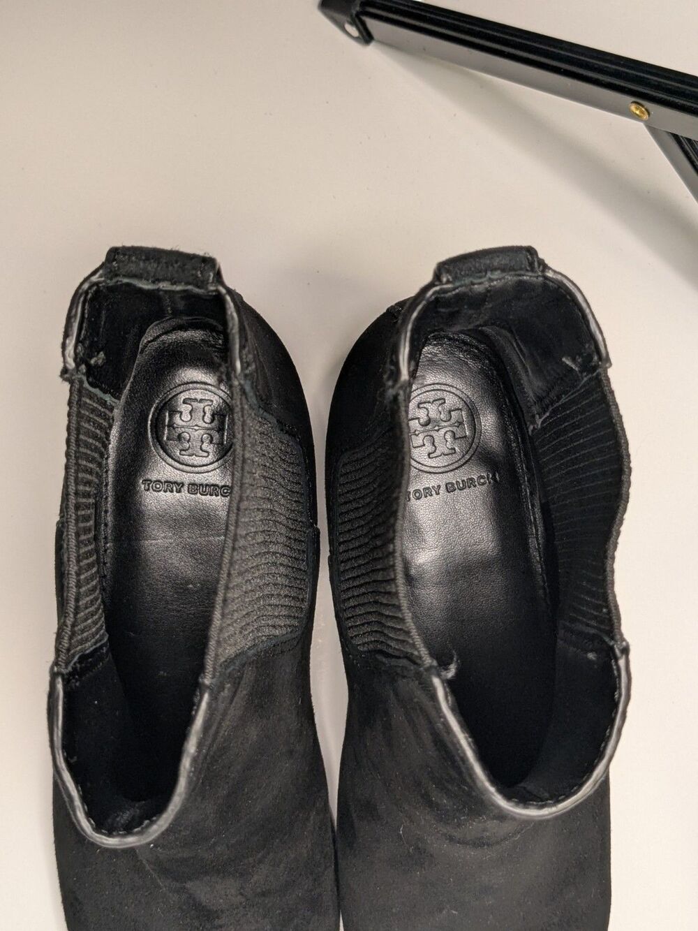 Tory Burch Milburn Convertible Riding Boots Womens 7 Black Leather Suede Knee Hi - Picture 15 of 16